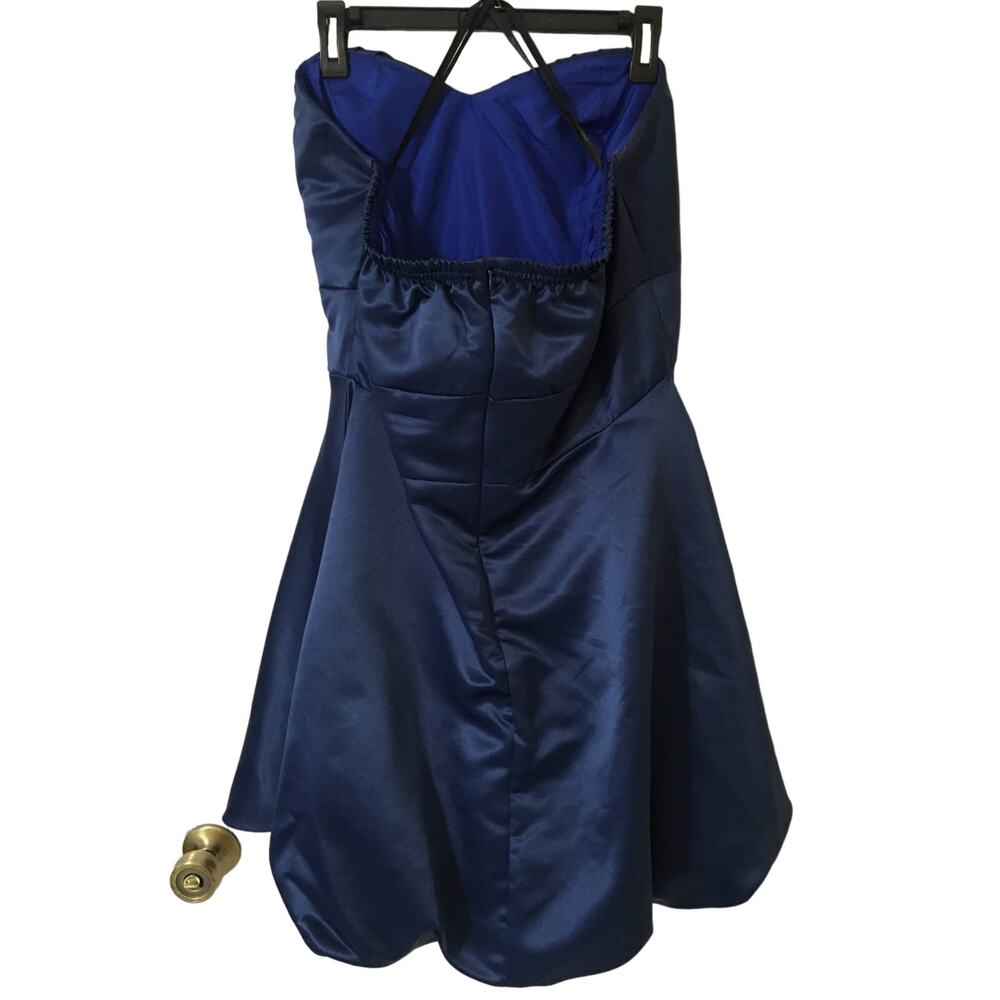 Narianna 3XL Strapless Pleated Sweetheart Neckline A-line Short Dress Navy Blue - Picture 2 of 6